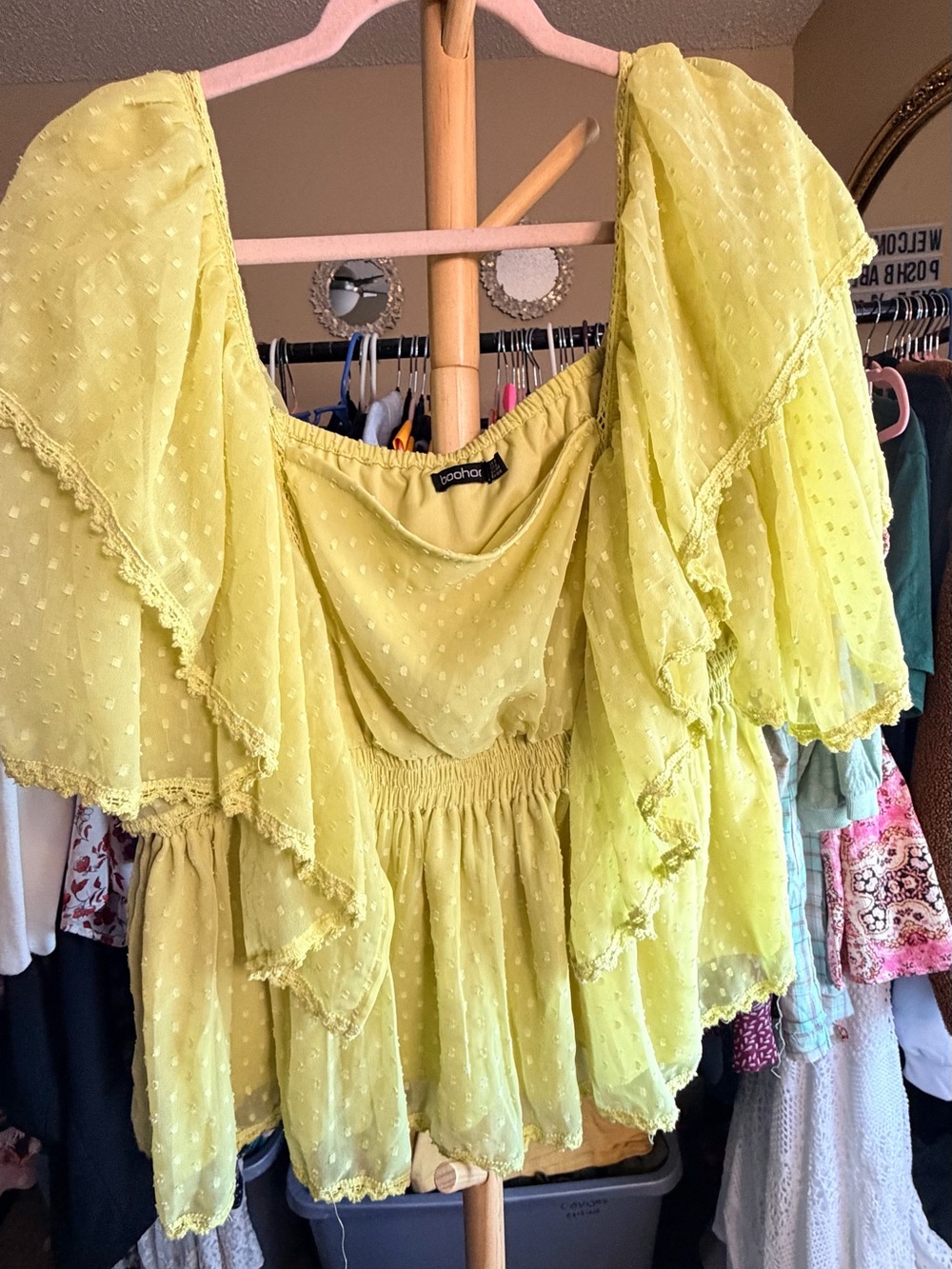 boohoo flutter yellow blouse ๐ธ - Picture 2 of 2
